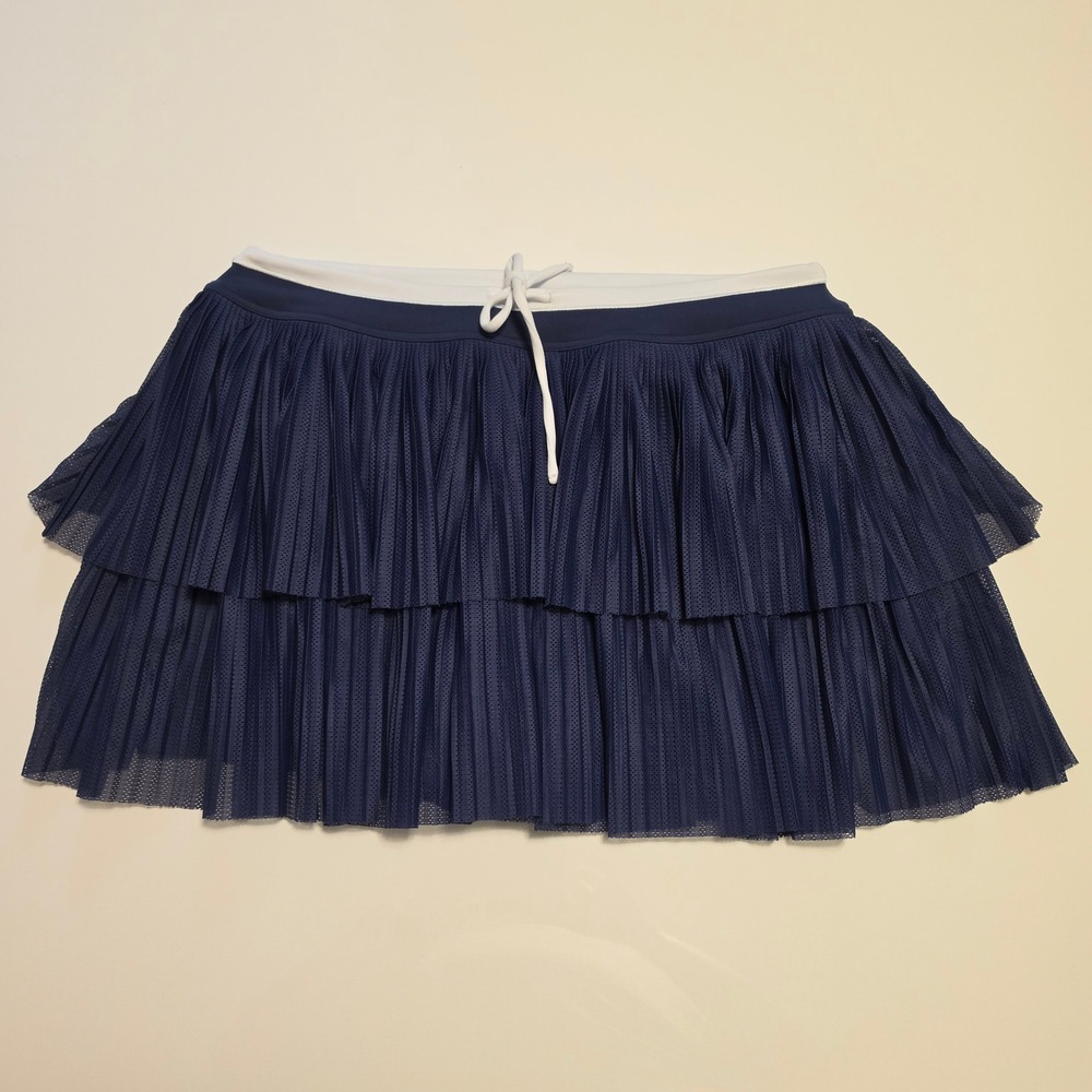Aerie OFFLINE Pleated Mesh Tiered Skort Navy Blue Athletic Tennis Skirt Size XL